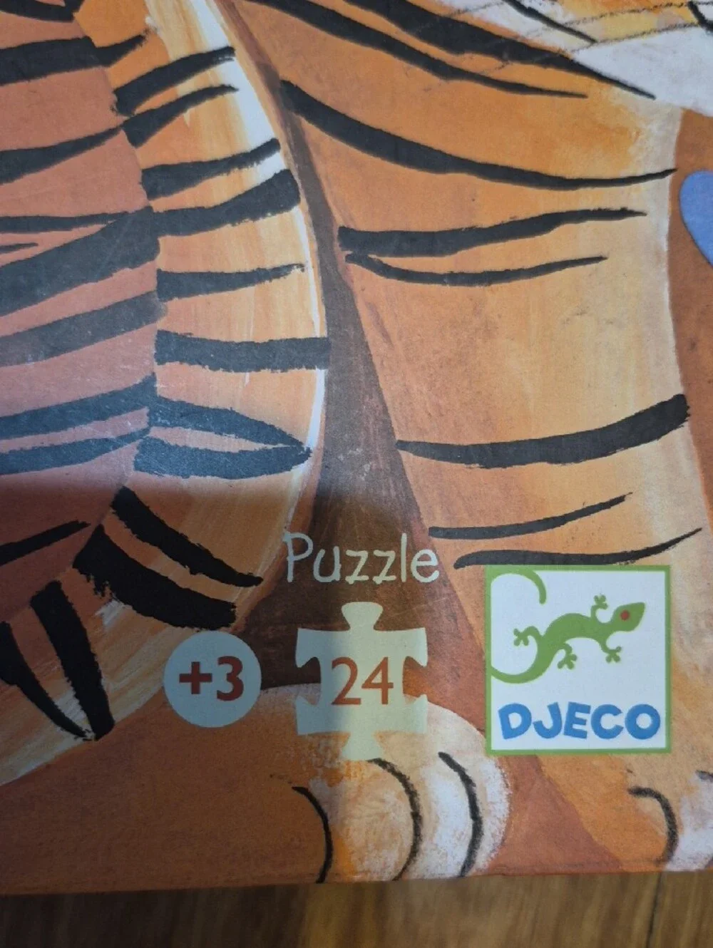 Tiger Shaped Puzzle with Flower Illustration